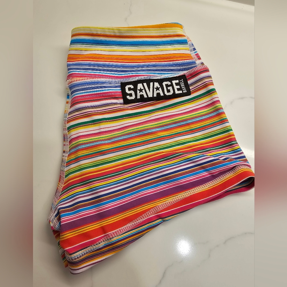 Savage Barbell Candystripe Workout Shorts Size Small